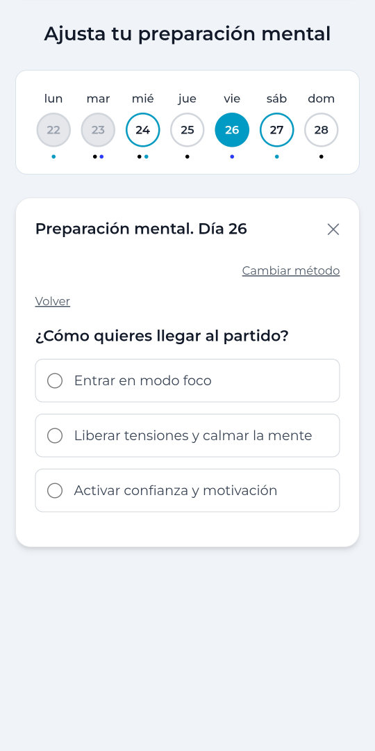 Ejercicio mental antes del partido